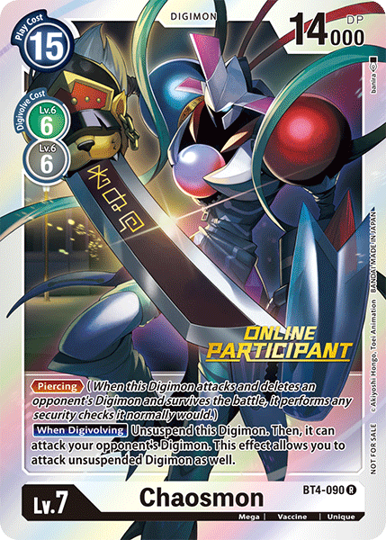 Chaosmon [BT4-090] (Online Participant) [Great Legend Promos] For Sale