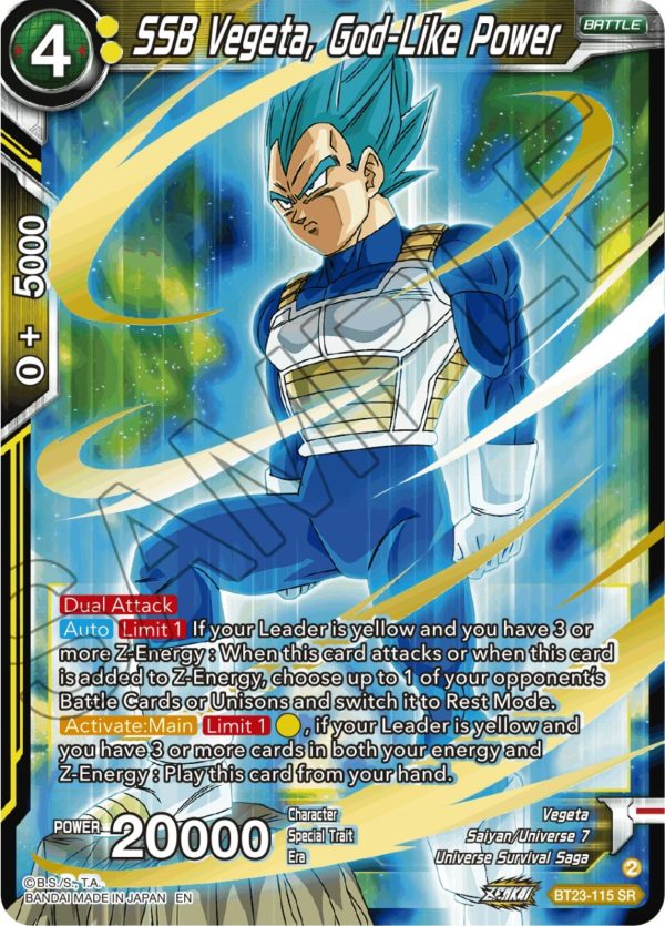 SSB Vegeta, God-Like Power (BT23-115) [Perfect Combination] Online Sale