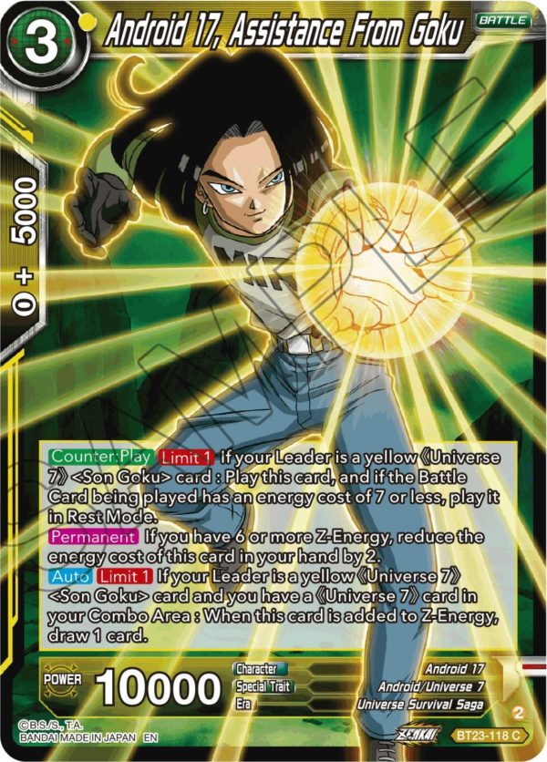 Android 17, Assistance From Goku (BT23-118) [Perfect Combination] Hot on Sale