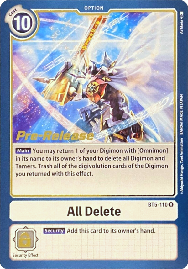 All Delete [BT5-110] [Battle of Omni Pre-Release Promos] For Sale