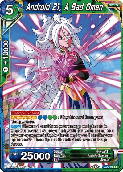 Android 21, A Bad Omen (Reprint) (XD2-08) [Battle Evolution Booster] Online now