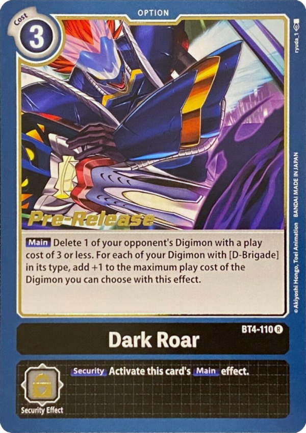 Dark Roar [BT4-110] [Great Legend Pre-Release Promos] For Sale