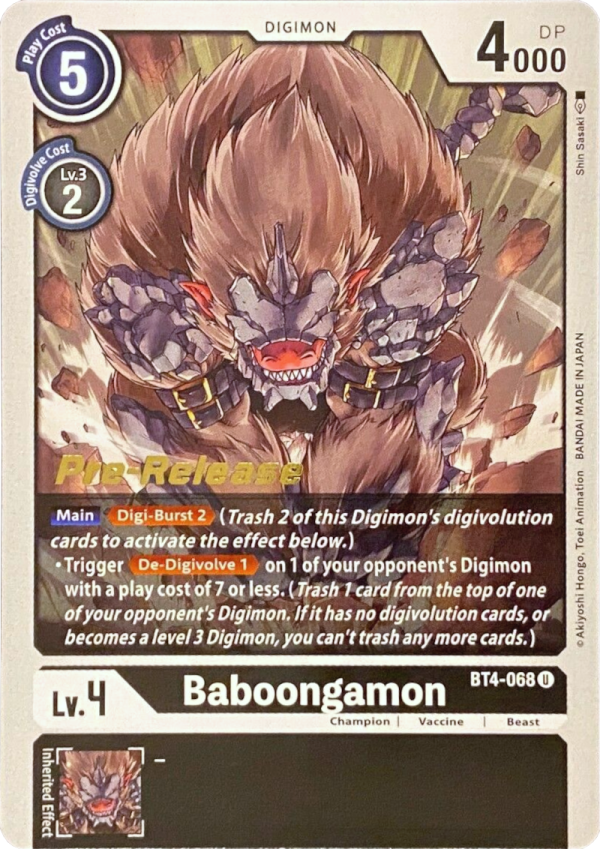 Baboongamon [BT4-068] [Great Legend Pre-Release Promos] Sale